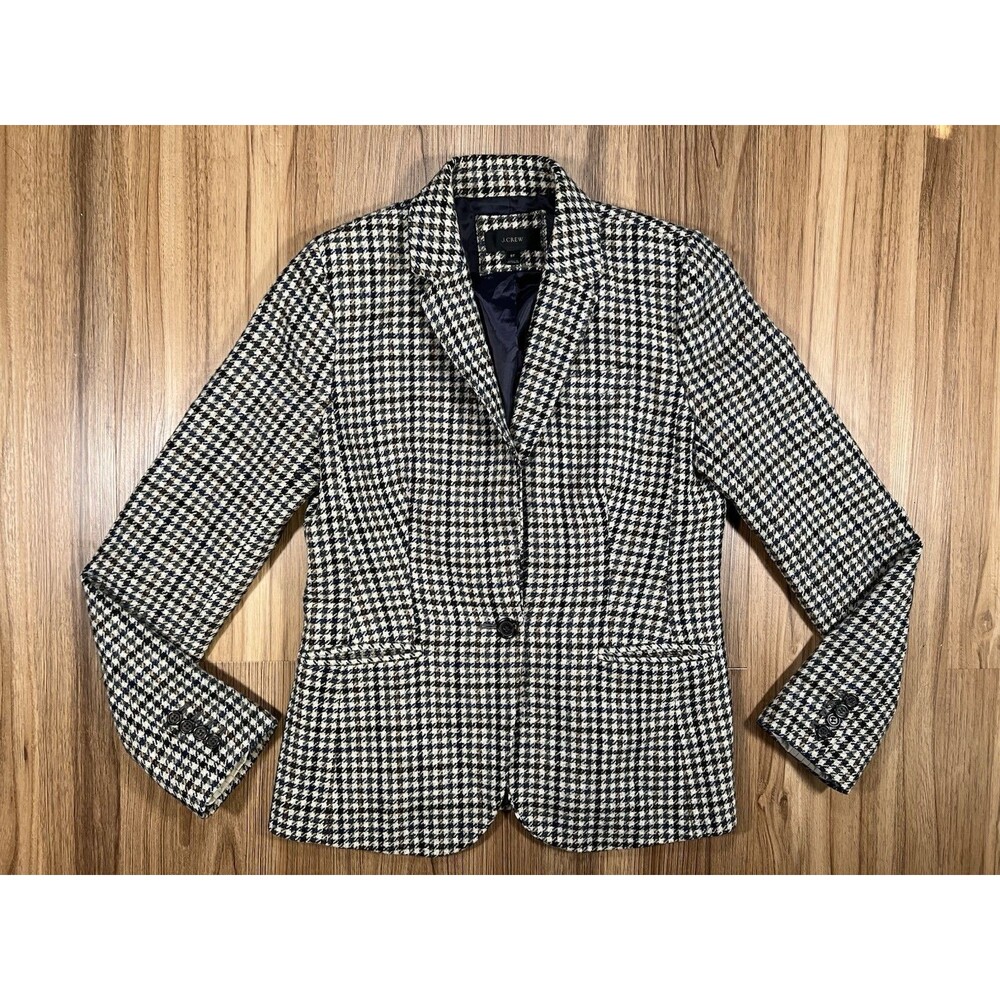 J. Crew Moon England Luxury Fabric Wool Houndstooth Blazer Size 8T